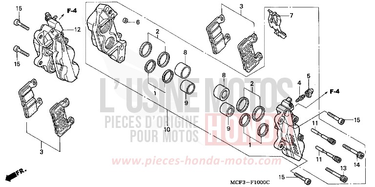 ETRIER DE FREIN AVANT von VTR1000 SP-1 WINNING RED (R258) von 2000